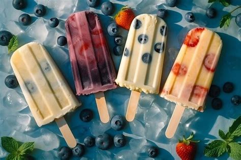 Premium AI Image | Ice Cream Popsicles Refreshing Treats with Fresh ...