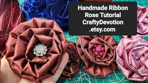 Ribbon Rose Tutorial How To Make A Rolled Ribbon Rose No Sew Diy Fabric Flower Youtube