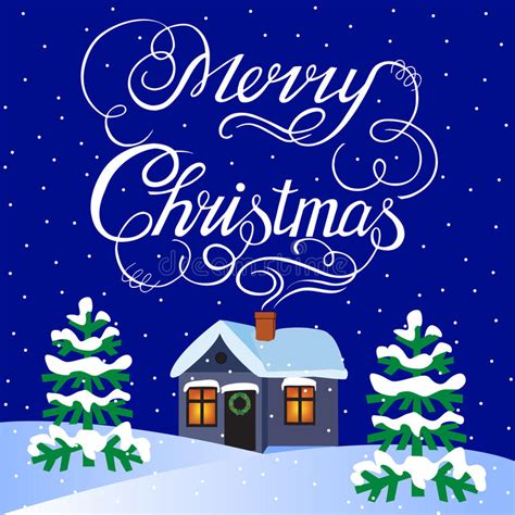 Merry Christmas Card Stock Vector Illustration Of Cabin 58682929