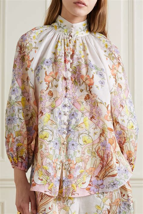 ZIMMERMANN Jeannie Floral Print Ramie Blouse NET A PORTER