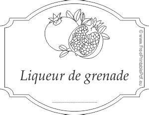 Étiquettes pour Liqueur de Grenade Gratuit PDF imprimable