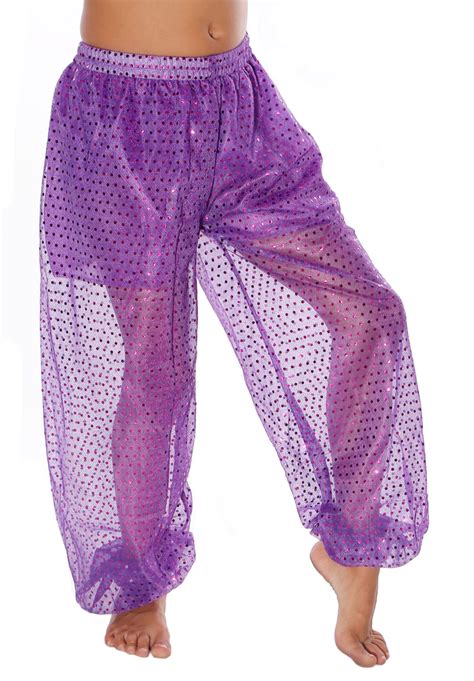 Little Girls Sparkle Dot Purple Harem Pants For Kids At