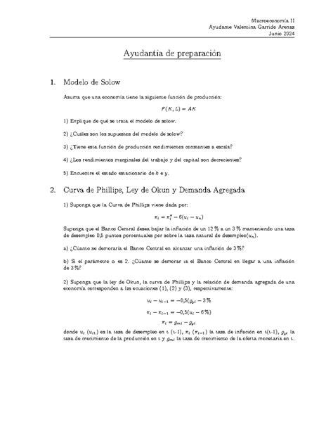 Ejercicios Macroeconom A Macroeconom A Ii Ayudante Valentina