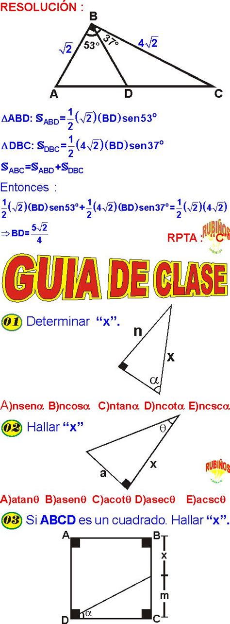 RESOLUCIÓN DE TRIÁNGULOS RECTÁNGULOS EJERCICIOS RESUELTOS PDF Razones