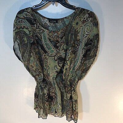 A Byer Multicolored Paisley Sheer Top Womens Size L EBay