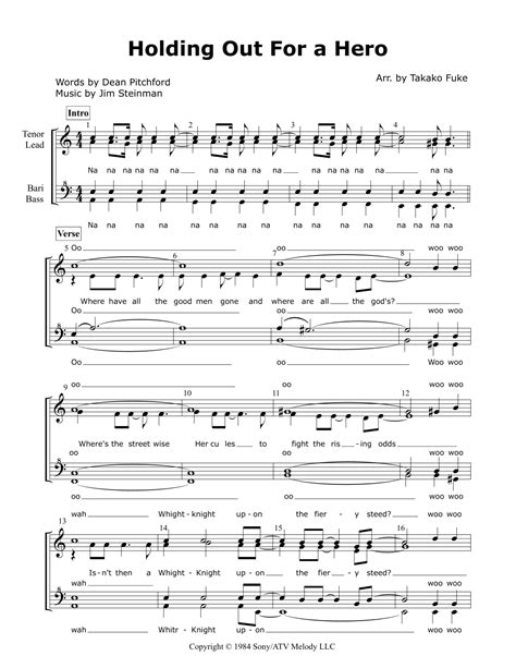 Holding Out For A Hero Arr Takako Fuke By Bonnie Tyler Sheet Music