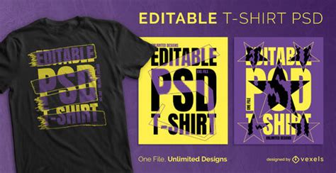 Modelo Editável PSD De T shirt Escalável Textos Distorcidos Psd