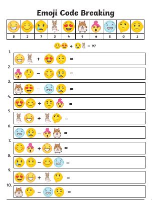 Emoji Code Breaking Math Game OER Commons