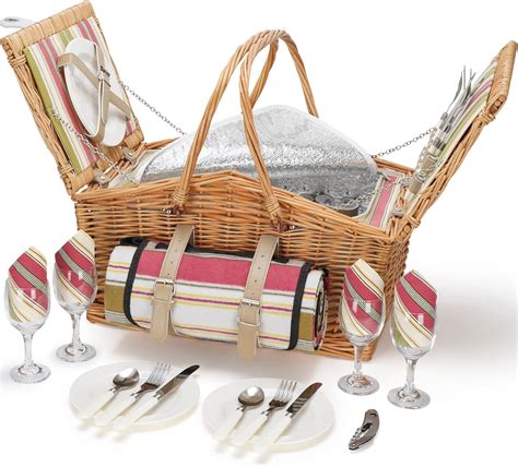 Buy Happypicnic Willow Picnic Basket For Persons With Large Cooler