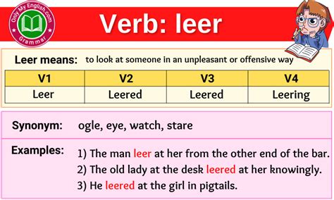 Leer Verb Forms Past Tense Past Participle And V1v2v3