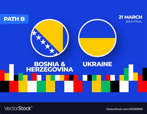 Bosnia Herzegovina Vs Ukraine Football Match Vector Image