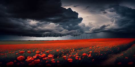 Illustration of World War One Battlefields Filled with Poppies Stock ...