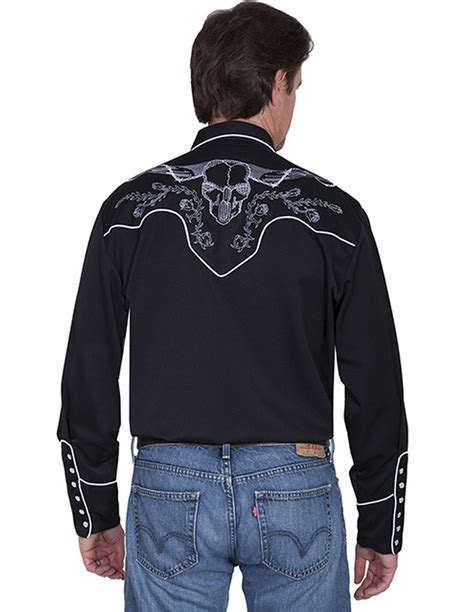 Scully Western Shirt Mens Long Sleeve Embroidered Snap P