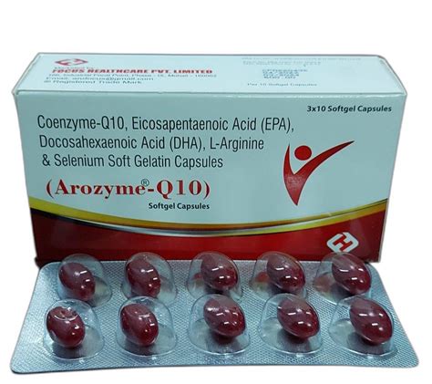 Arozyme Coenzyme Q10 Softgel Capsules Pack Size 3 10 Tablets At 200