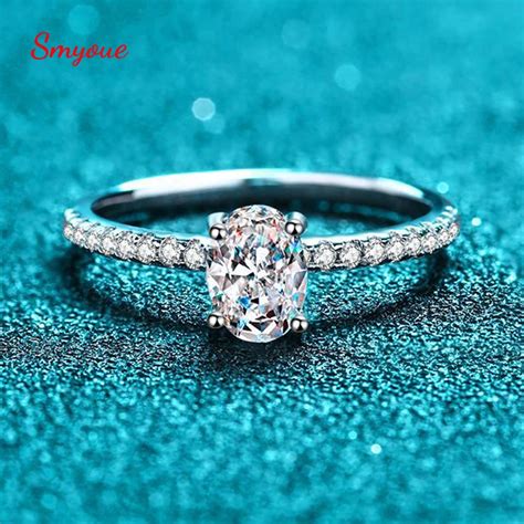 Smyoue Bague De Mariage En Moissanite Ct Pour Femme Anneau Ovale En