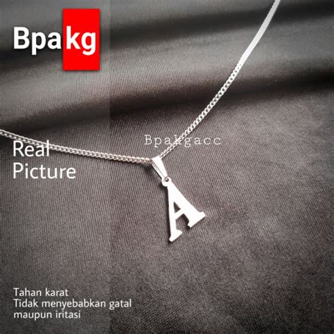 Jual Kalau Huruf Anti Karat Kalung Rantai Wanita Inisial Ukir Nama