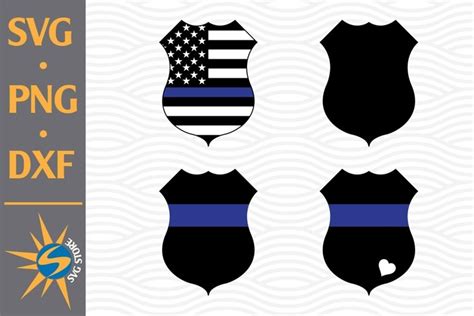 Police Badge Thin Blue Line SVG, PNG, DXF Digital (690965)