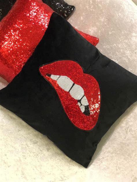 Lips Pillow Red Lips Pillowcase Makeup Sign Lips Decor Etsy Lips