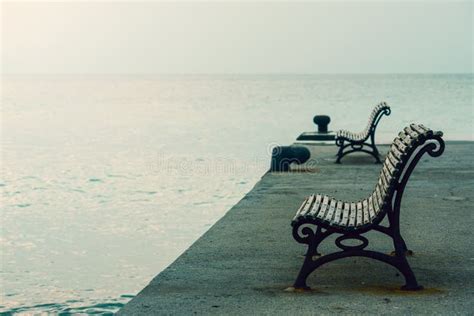 Benches On The Sea Coast Stock Photo Image Of Nature 92747974