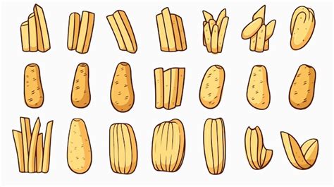 Hand Drawn Potatoes And French Fries Flat Vector Illustration Premium