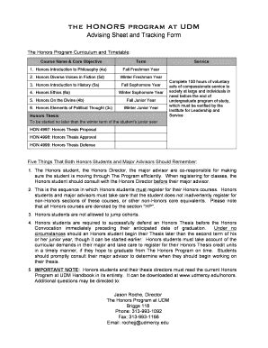 Fillable Online Udmercy Advising Sheet And Tracking Form Pdf Fax