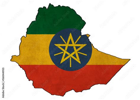 Ethiopia Map On Ethiopia Flag Drawing Stock Illustration Adobe Stock