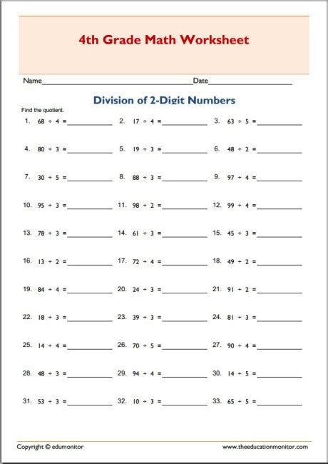 Division 2 Digits Worksheets