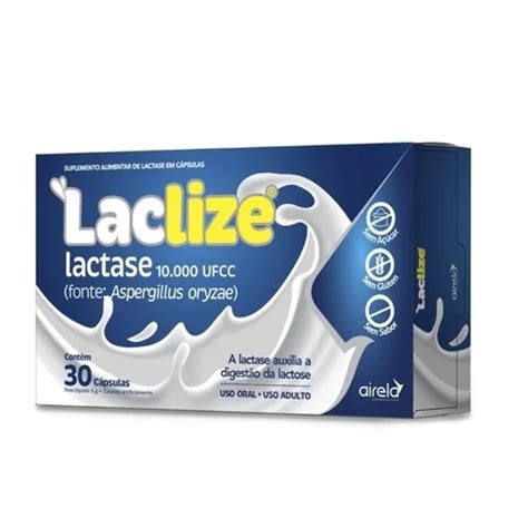 Enzima Lactase Laclize para Intolerância à Lactose 30 Cápsulas 10 000