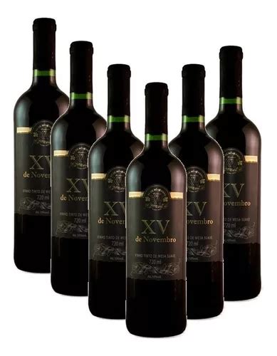 Kit 6 Garrafas Vinho Tinto Suave Bordô 720ml xv De Novembro