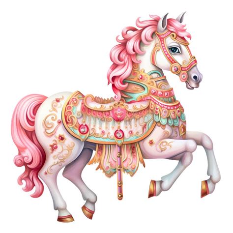 Carrousel Mignon Cheval Aquarelle Clipart Illustration Ai Génératif