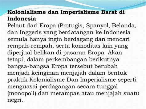 Kolonialisme dan imperialisme barat di indonesia