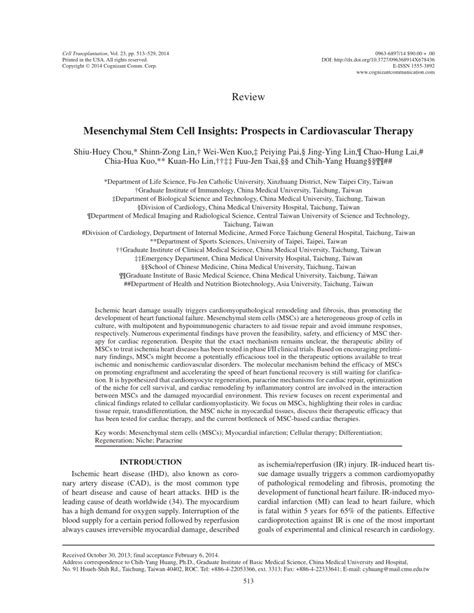 Pdf Mesenchymal Stem Cell Insights Prospects In Cardiovascular Therapy