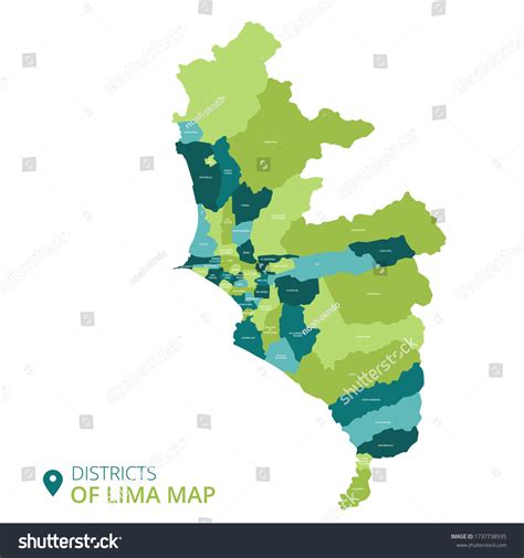 Districts Lima Map Peru Stock Vector Royalty Free 1737738935