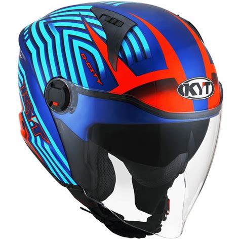 Capacete Kyt D City Lucent Azul Laranja Aberto Grid Motors