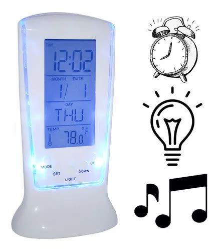 Relógio Despertador Digital Calendário Alarme Mesa Led Luz MercadoLivre