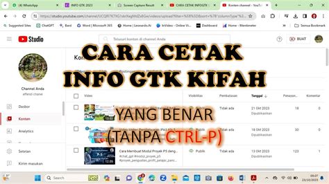 Cara Cetak Info GTK Kifah Tanpa Ctrl P Dok Sertifikasi YouTube