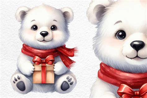 Christmas clipart Polar bear clipart, Watercolor