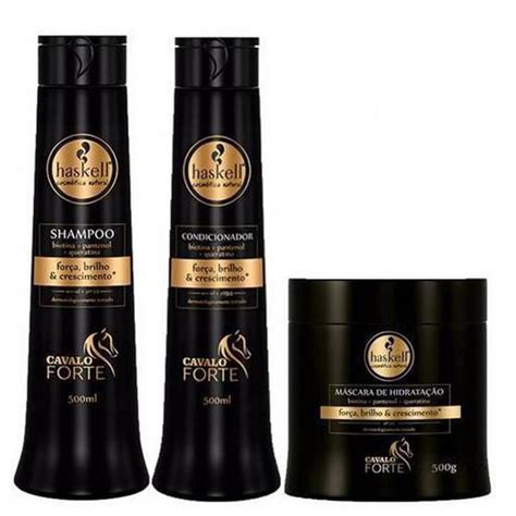 Kit Haskell Shampoo Condicionador e Máscara Cavalo Forte 500g ml Kit