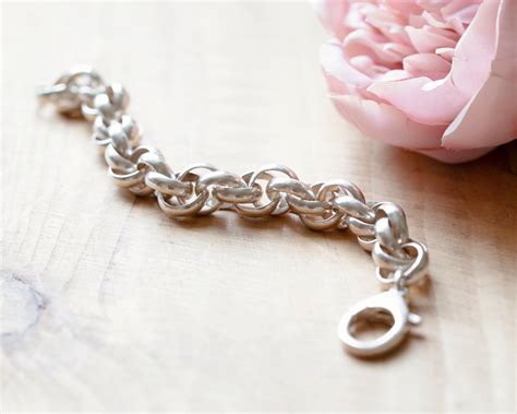 Sterling Silver Chunky Bracelet Womens Heavy Link Bracelet Etsy