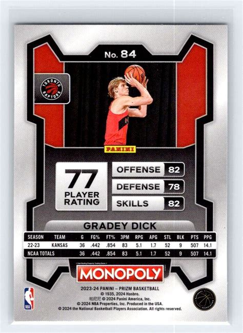 Gradey Dick 2023 24 Panini Monopoly Prizm 84 Base Rookie EBay