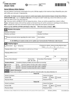 Fillable Online Express Scripts Home Delivery Order Form Network