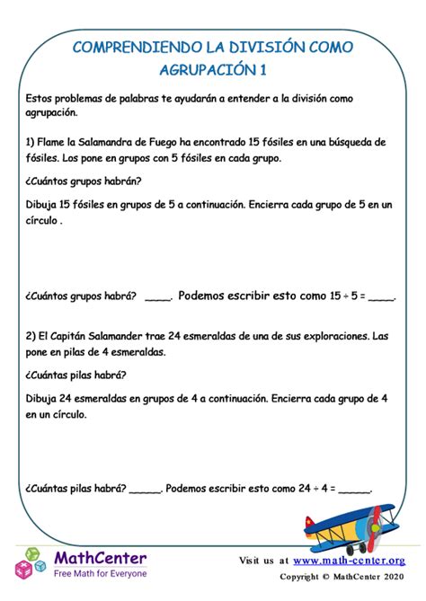 Segundo Grado Hojas De Trabajo Problemas De Divisi N Math Center