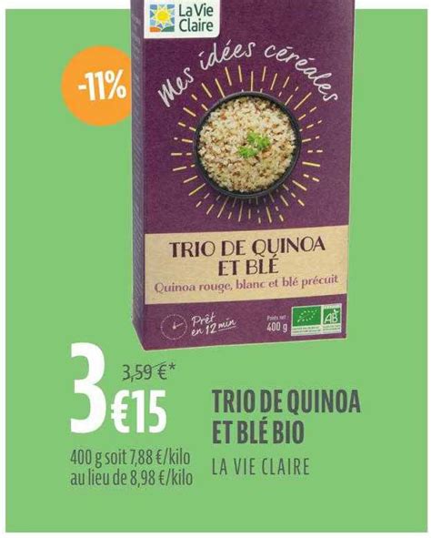 Promo Trio De Quinoa Et Blé Bio La Vie Claire chez La Vie claire