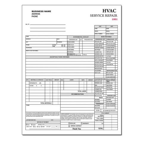 Free Hvac Service Invoice Form Hvac Work Orders Designsnprint Air