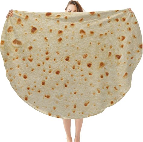 Cnolgik Burritos Tortilla Throw Blanket Funny Realistic Food Blankets Flannel Round