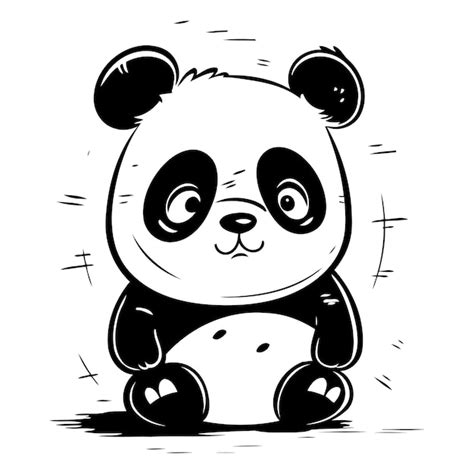 Lindo Dibujo Vectorial De Panda Dibujado A Mano Vector Premium