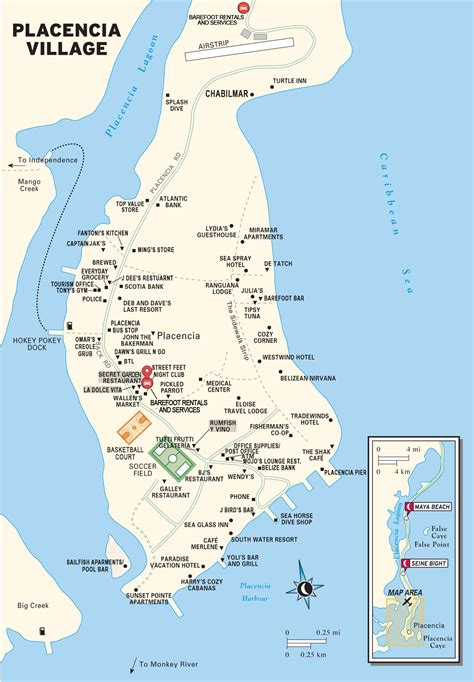 Placencia Belize map - Map of placencia village Belize (Central America ...