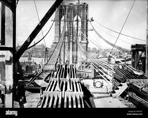 Brooklyn bridge construction 1879 Stock Photo - Alamy