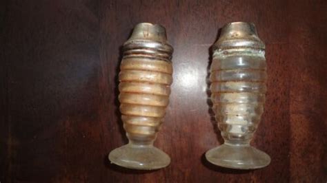 Vintage Hazel Atlas Airko Beehive Glass Salt Pepper Shakers Ebay