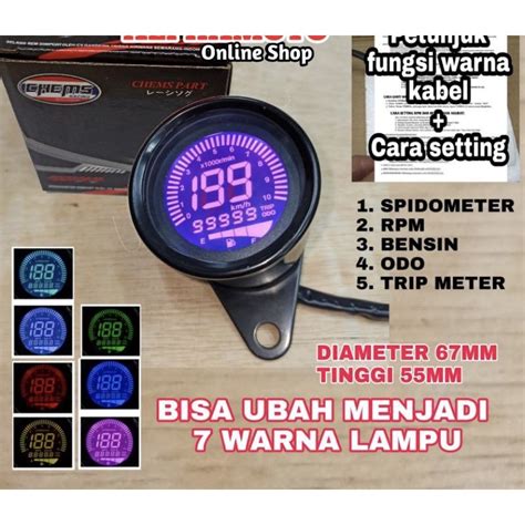 Jual Speedometer Bulat Led Digital In Kilometer Rpm Amper Bensin